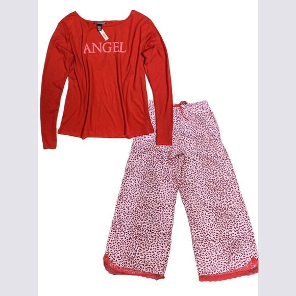 Victorias Secret Soft long sleeve Angel top & Foil Dot Leopard Print pajama set - Picture 3 of 5